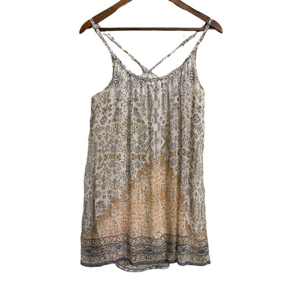 Hollister Womens White Aztec Pattern Braided Strap Bohemian Mini Dress Small - Picture 1 of 8